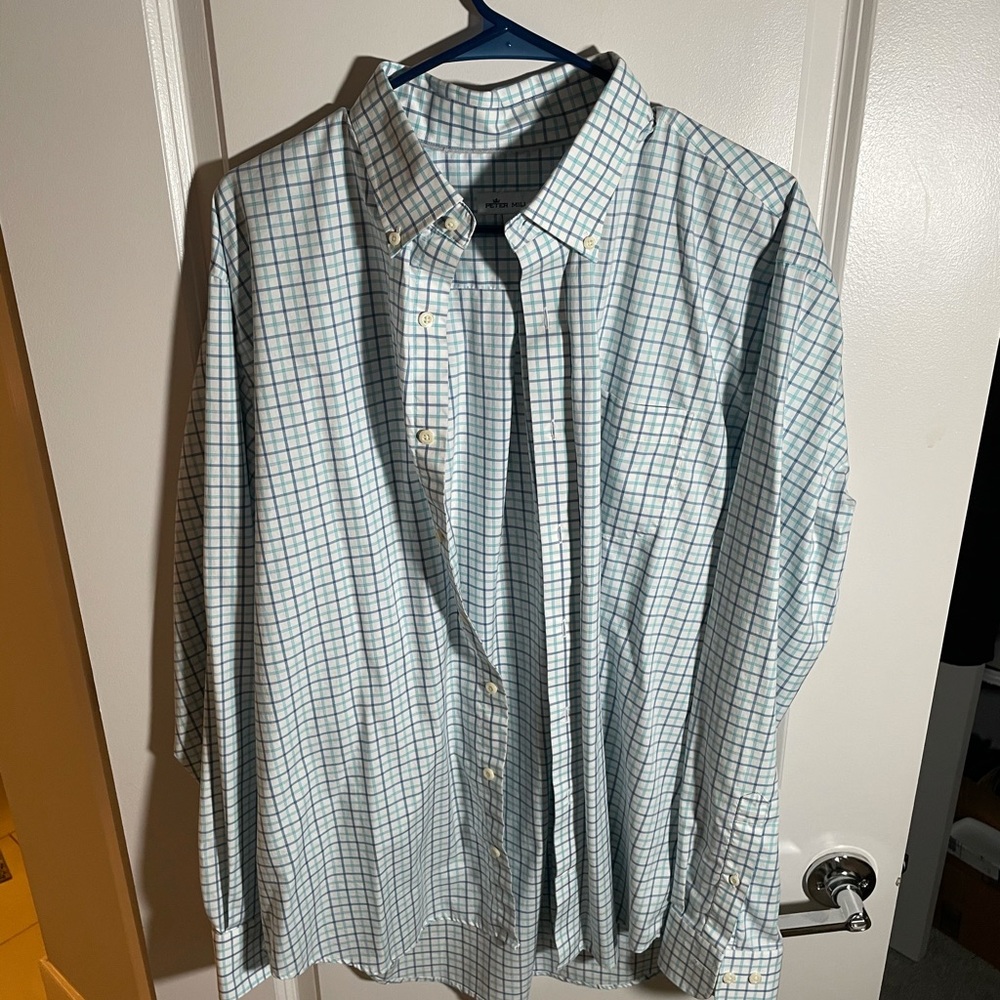 Enter Millar gingham light blue XL button down